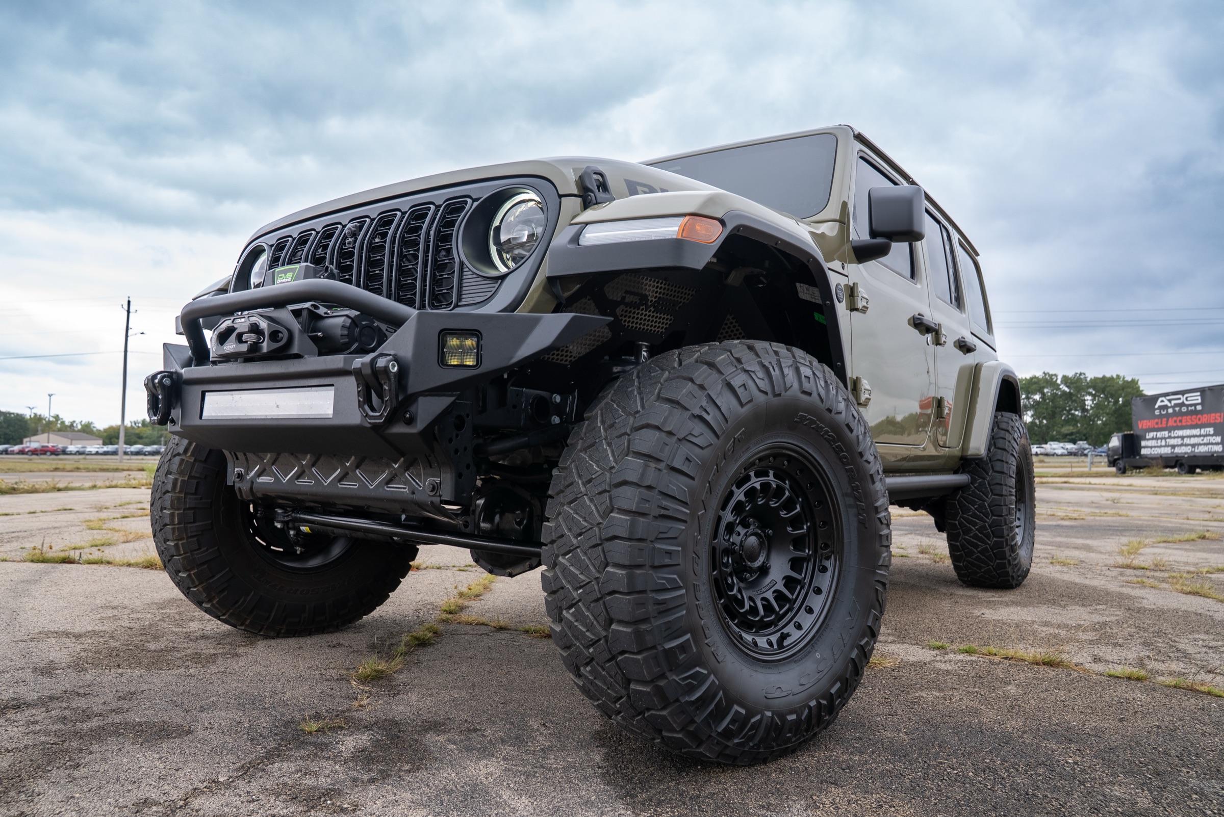 Olive Jeep Wrangler Rubicon built by APG Customs