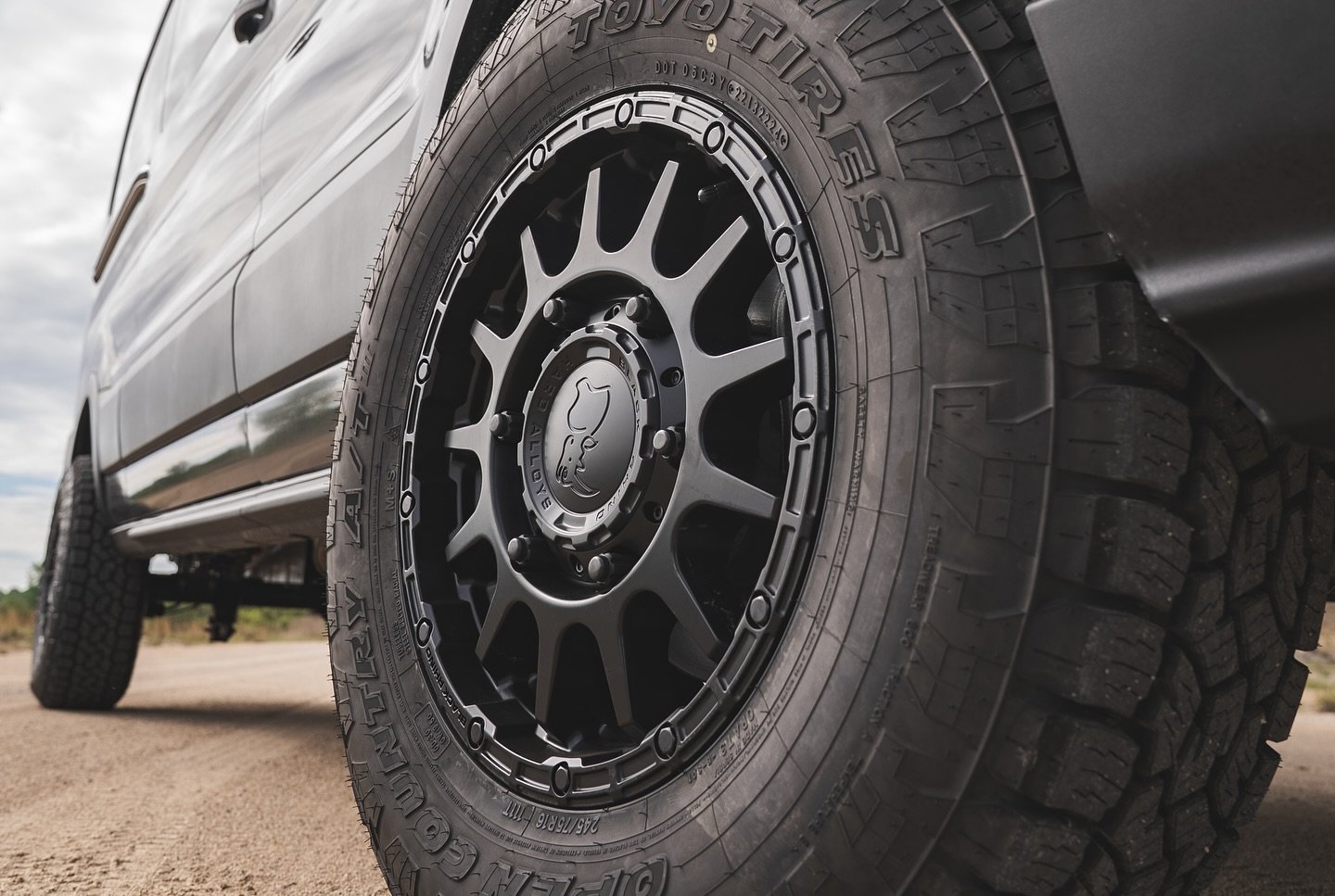 Black Rhino Sequoia wheel and Toyo Open Country tire on the completed Ford Transit