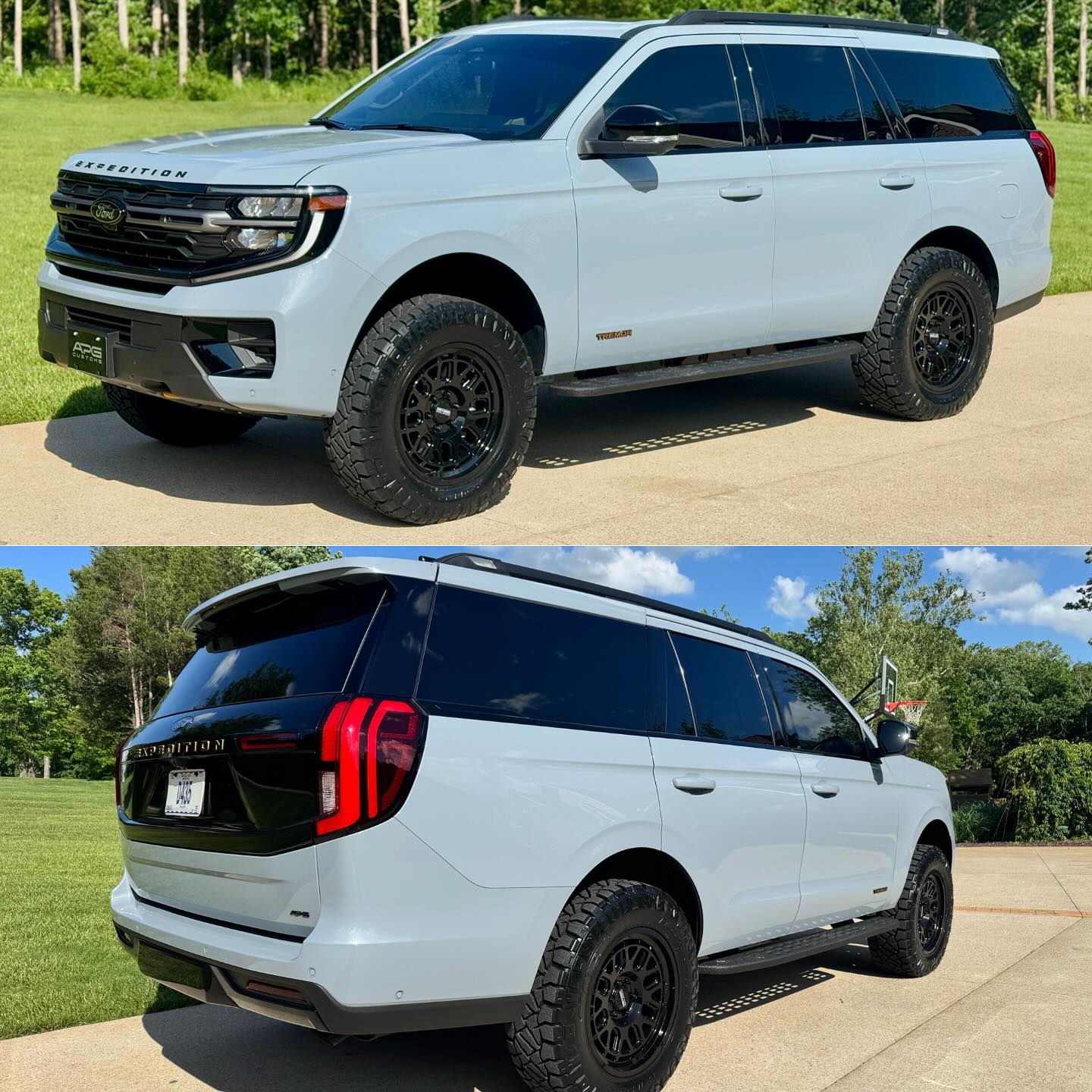 Two-angle view of a Ford Expedition APG wheel and tire package